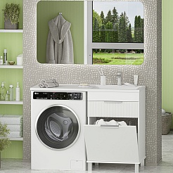 Brevita Мебель для ванной Enfida 120 R Гавана под стиральную машину с б/к белая – фотография-1